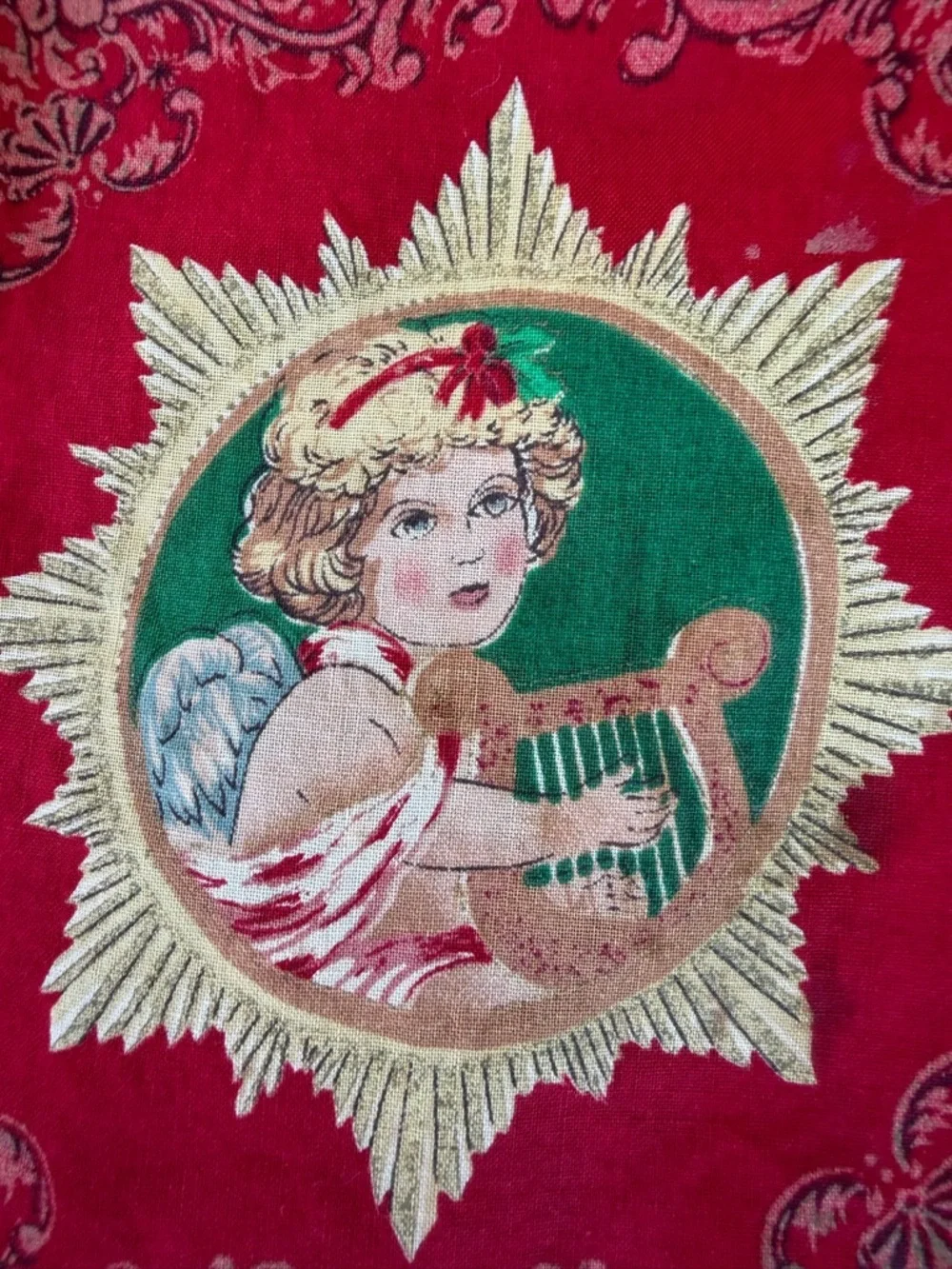 VTG Concord Christmas Musical Angels Handmade Pillow Cover Festive Holiday 14x15